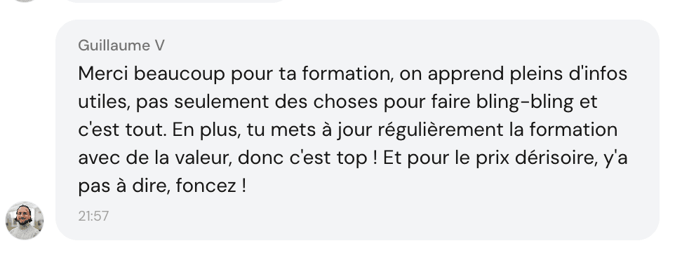 Témoignage de Guillaume V : plein d'infos utiles, mises à jour régulières, pour le prix dérisoire foncez